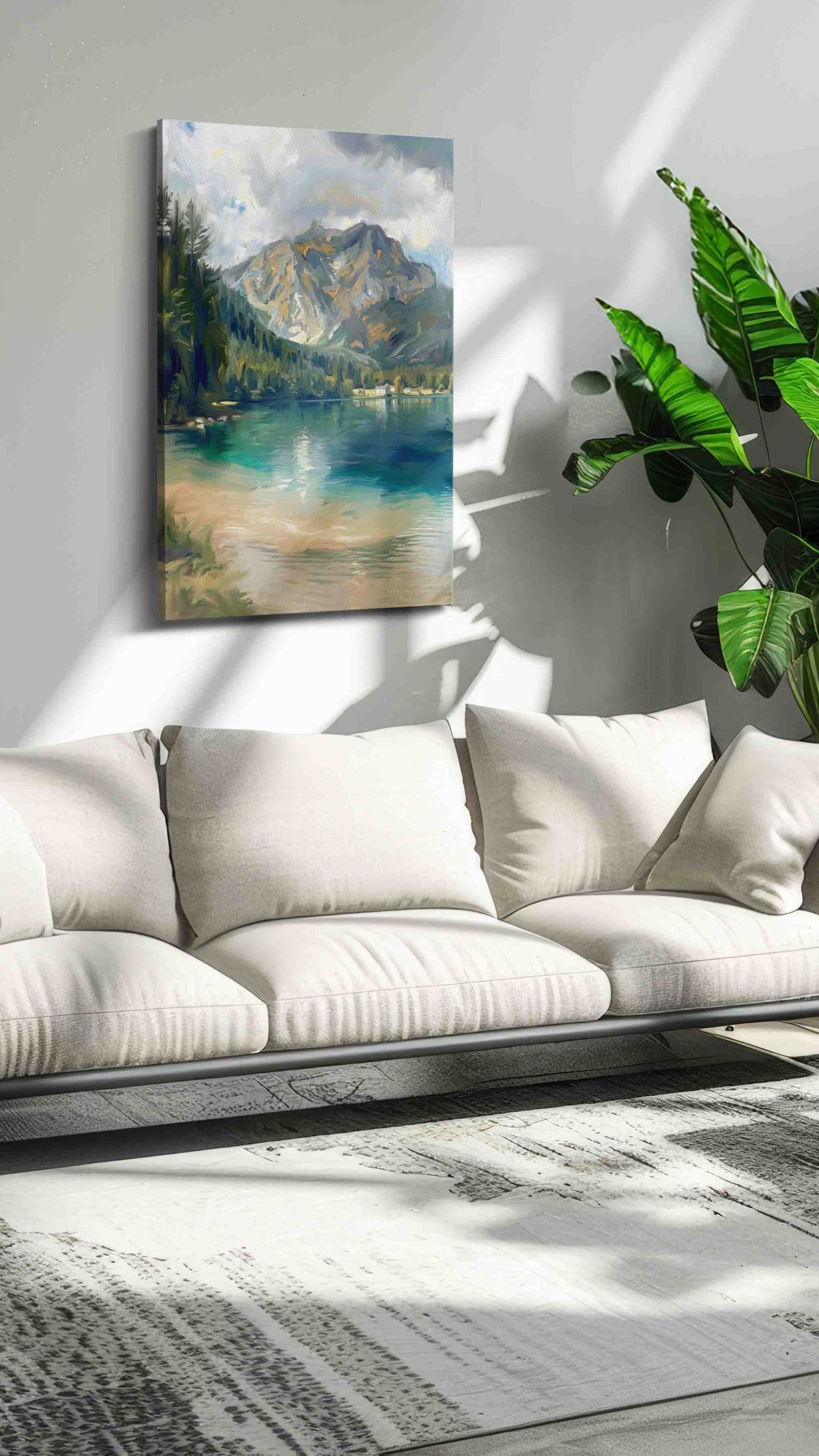 Whispers of Tranquil Peaks II landscape canvas print, hanging on wall