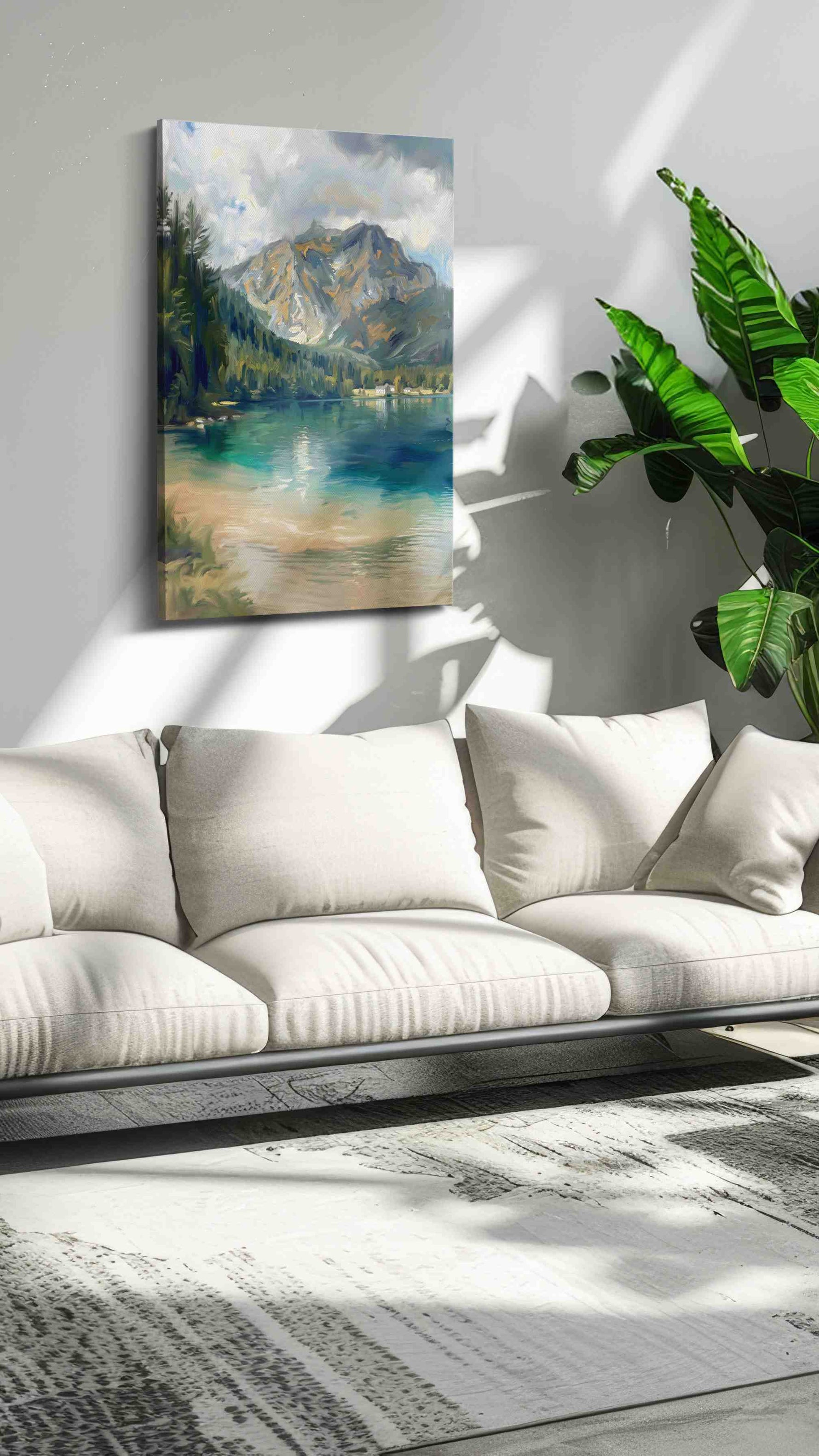 Whispers of Tranquil Peaks II landscape canvas print, hanging on wall