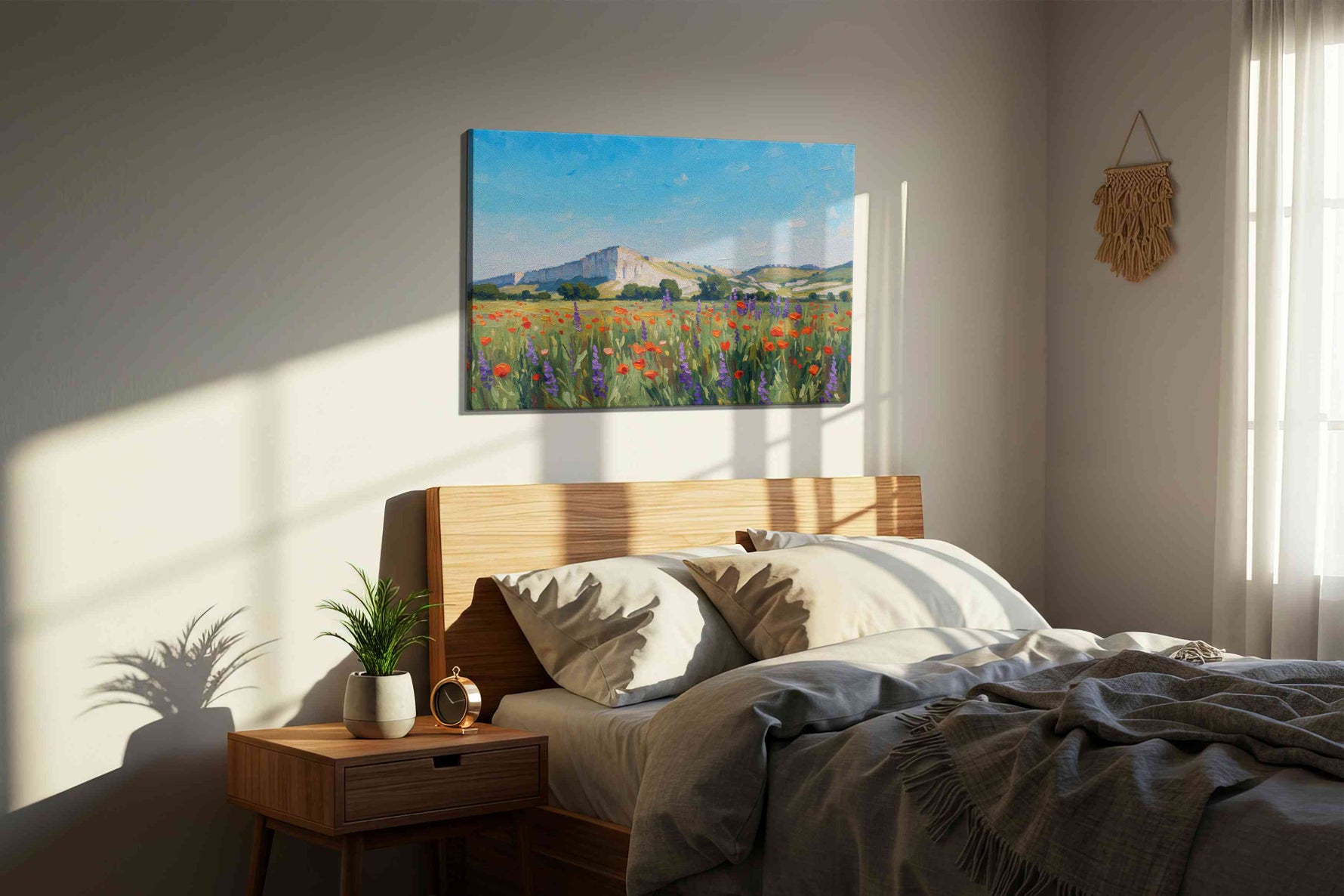 Whispers of Wildflowers landscape canvas print, displayed in a bedroom
