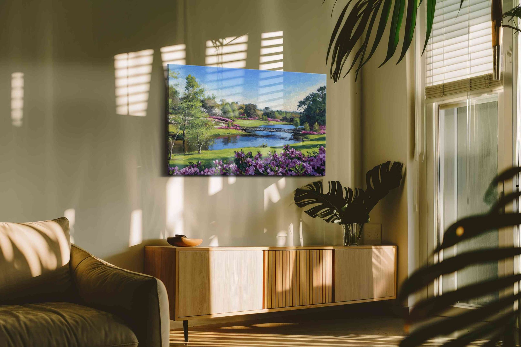 Whispers of a Spring Meadow landscape canvas print in a hung canvas mockup