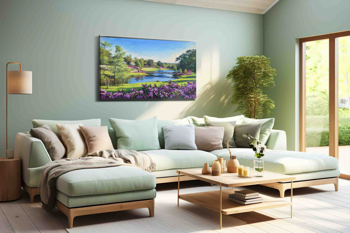 Whispers of a Spring Meadow landscape canvas print shown in a wall scene