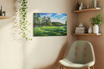 Whispers of a Summer Green landscape canvas print, displayed in a living room