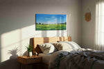 Whispers of a Summer Meadow landscape canvas print, displayed in a bedroom