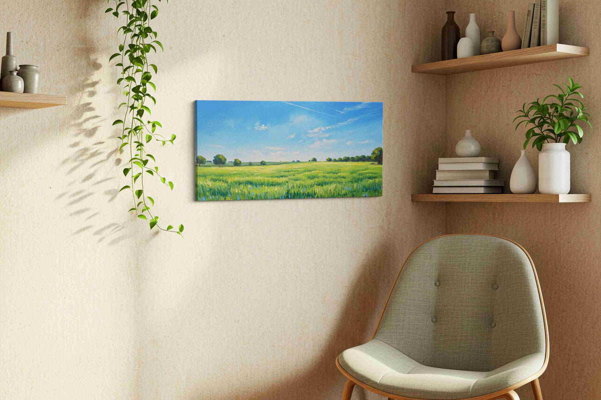 Whispers of a Summer Meadow landscape canvas print, hanging on wall — view 2