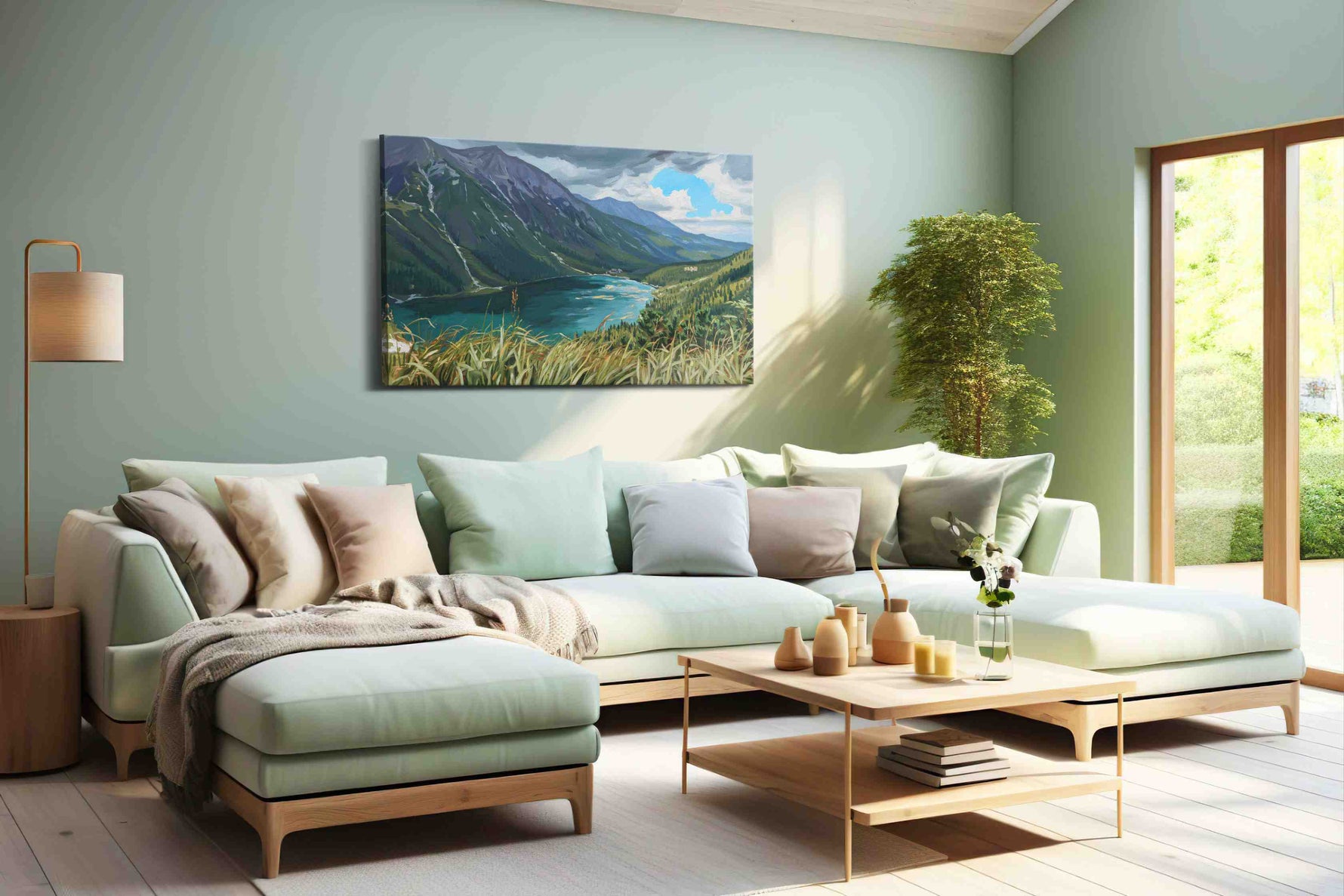Whispers of the Alpine Lake landscape canvas print, hanging on wall
