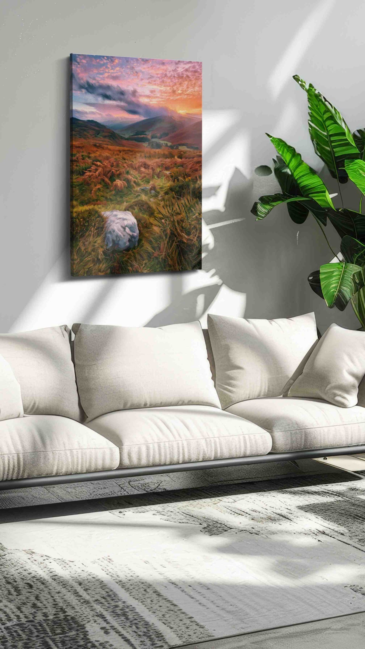 Whispers of the Autumn Horizon landscape canvas print in a hung canvas mockup