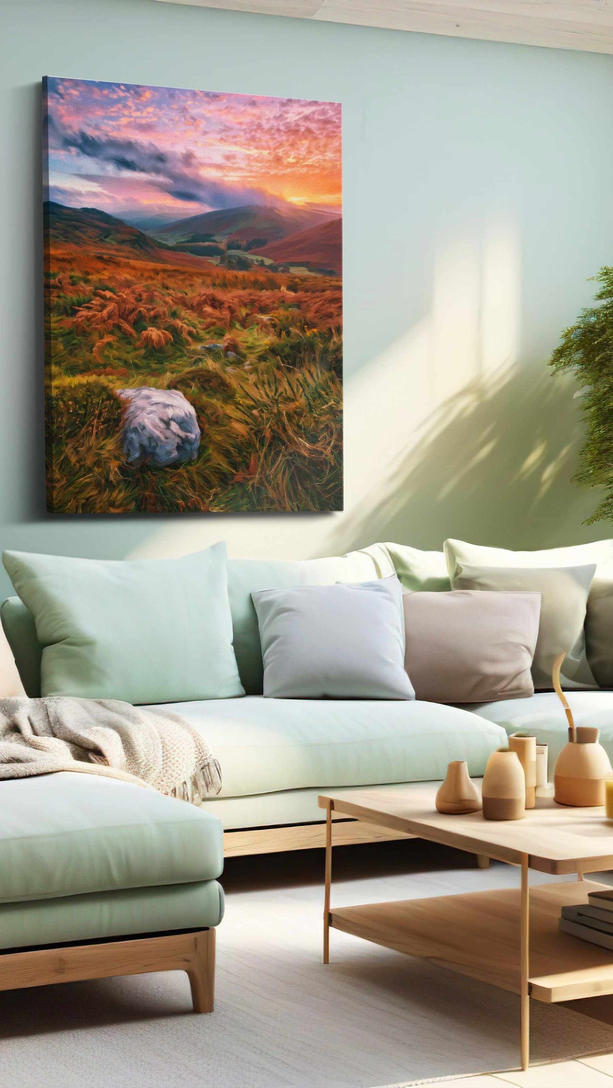 Whispers of the Autumn Horizon landscape canvas print, hanging on wall