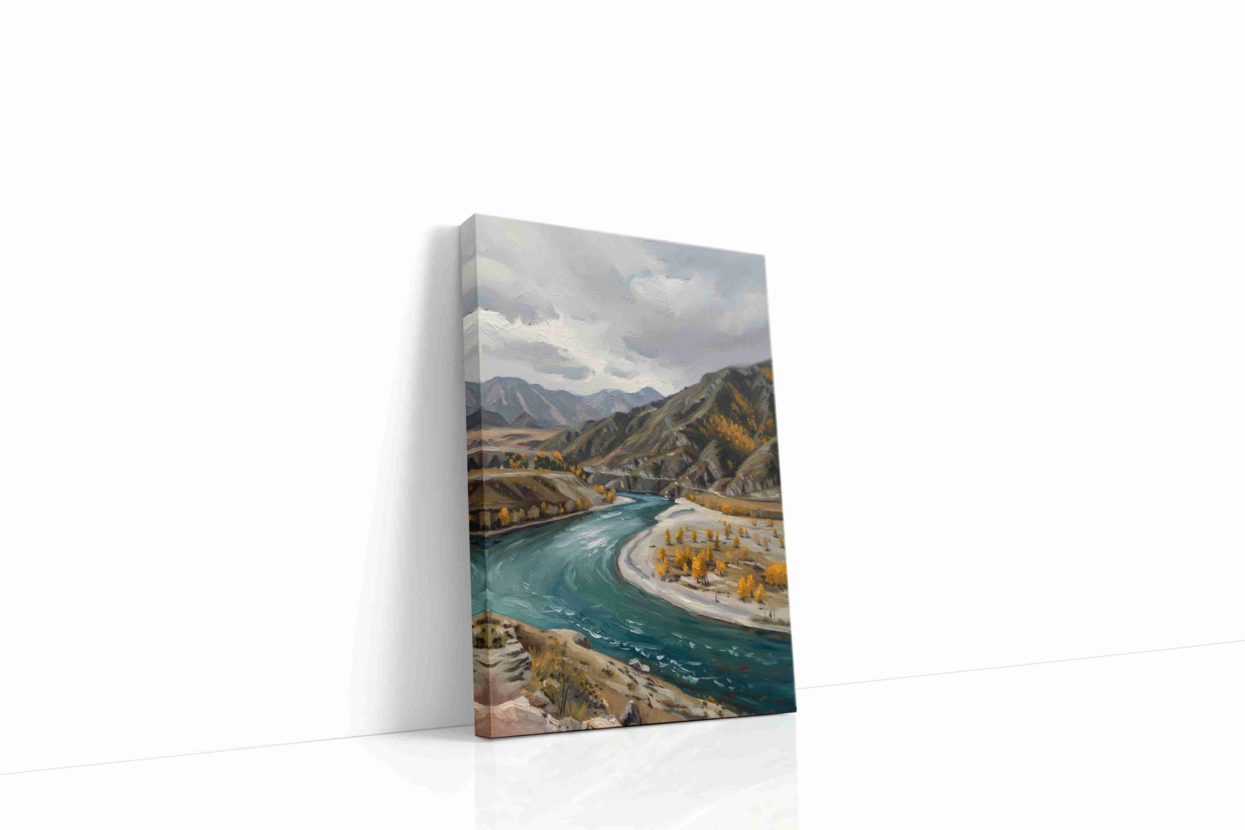 Whispers of the Autumn River landscape canvas print gallery-wrapped portrait canvas studio shot