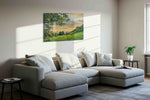 Whispers of the Dusk Meadow landscape canvas print, displayed in a living room