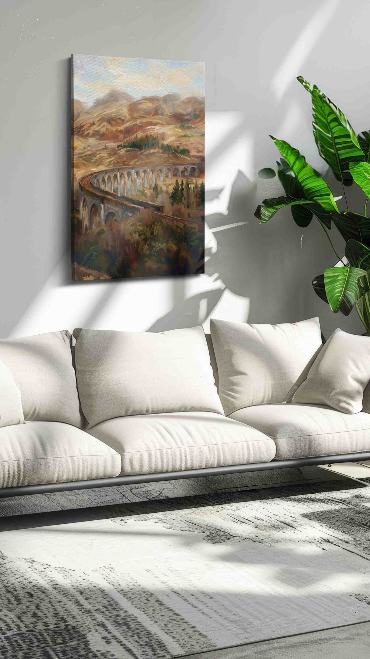 Whispers of the Highland Rails landscape canvas print in a hung canvas mockup