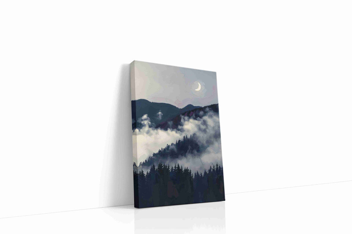 Whispers of the Misty Moon landscape canvas print gallery-wrapped portrait canvas studio shot