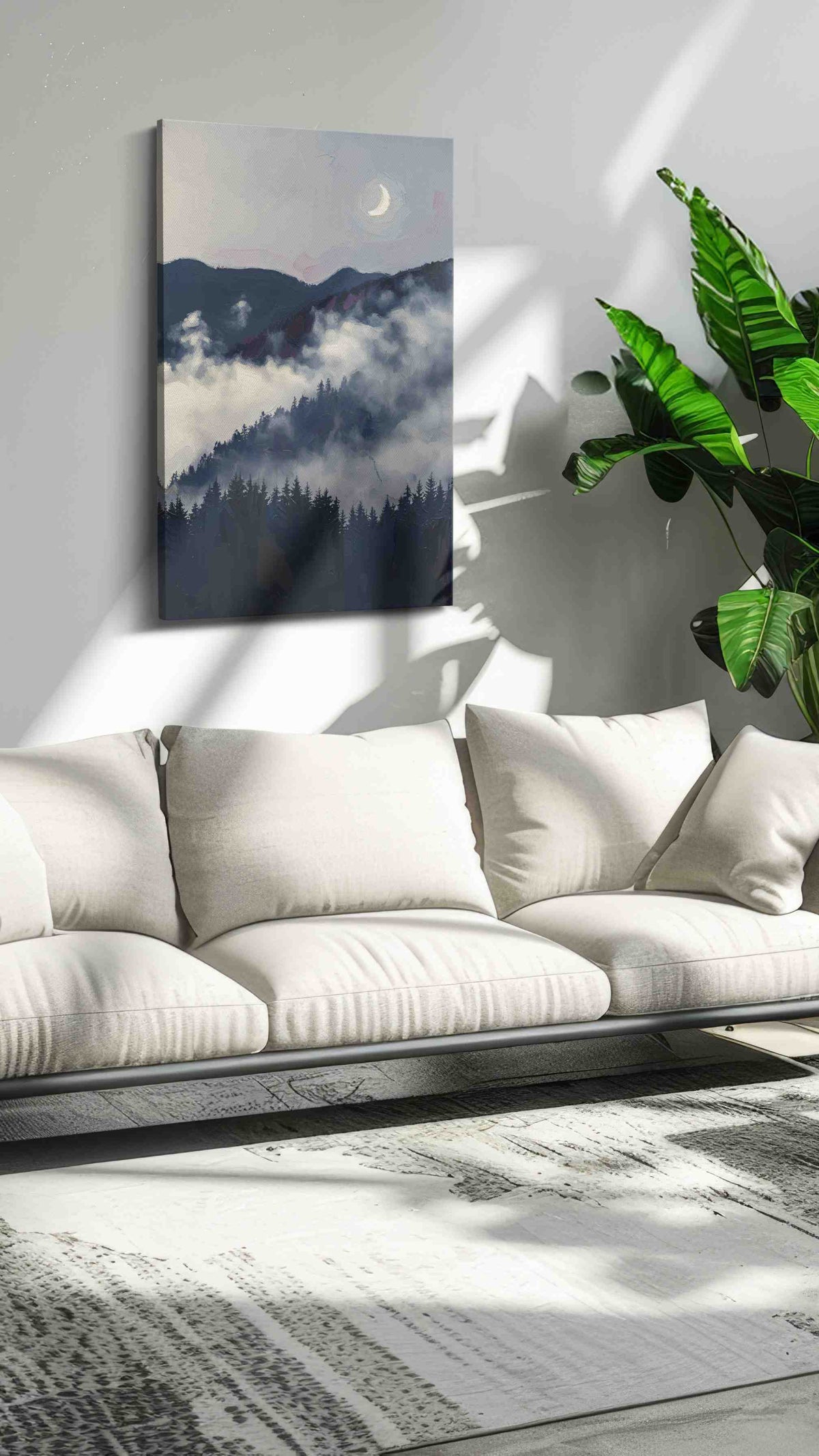 Whispers of the Misty Moon landscape canvas print, on wall, lifestyle preview