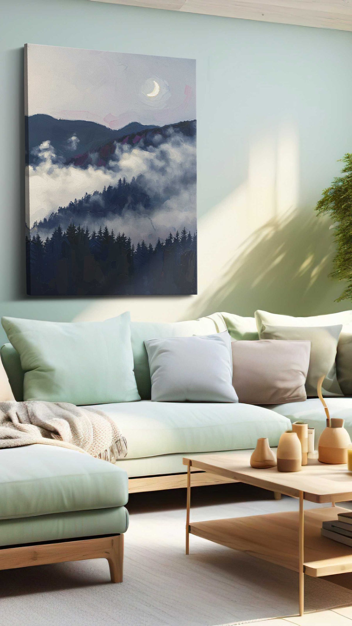 Whispers of the Misty Moon – landscape canvas wall art, gallery-wrapped, ready to hang