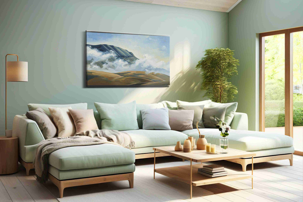 Whispers of the Mountain Sky landscape canvas print, hanging on wall