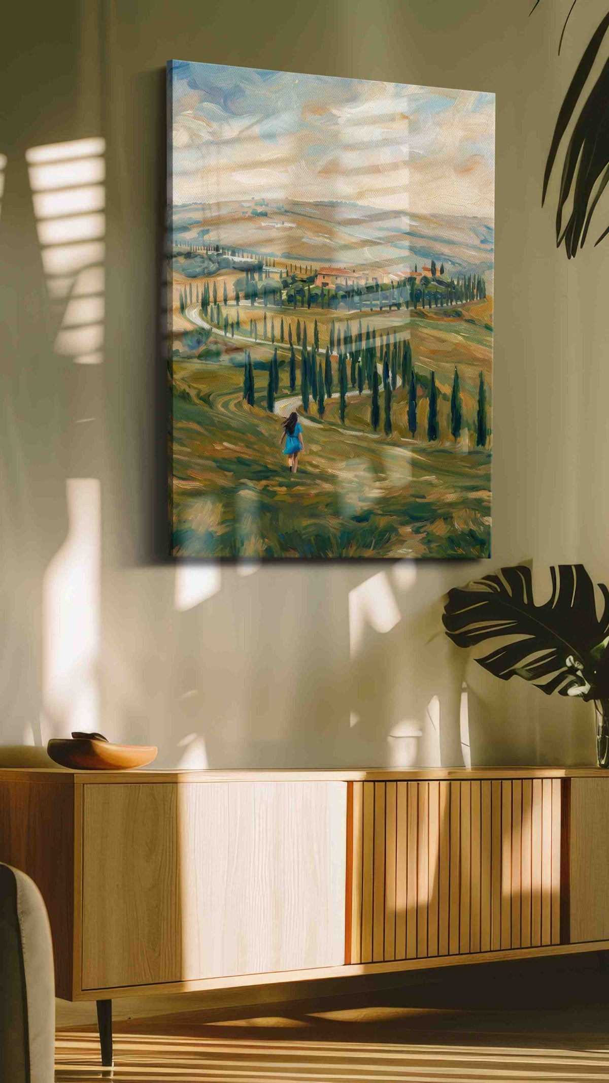 Whispers of the Tuscan Hills landscape canvas print in a hung canvas mockup