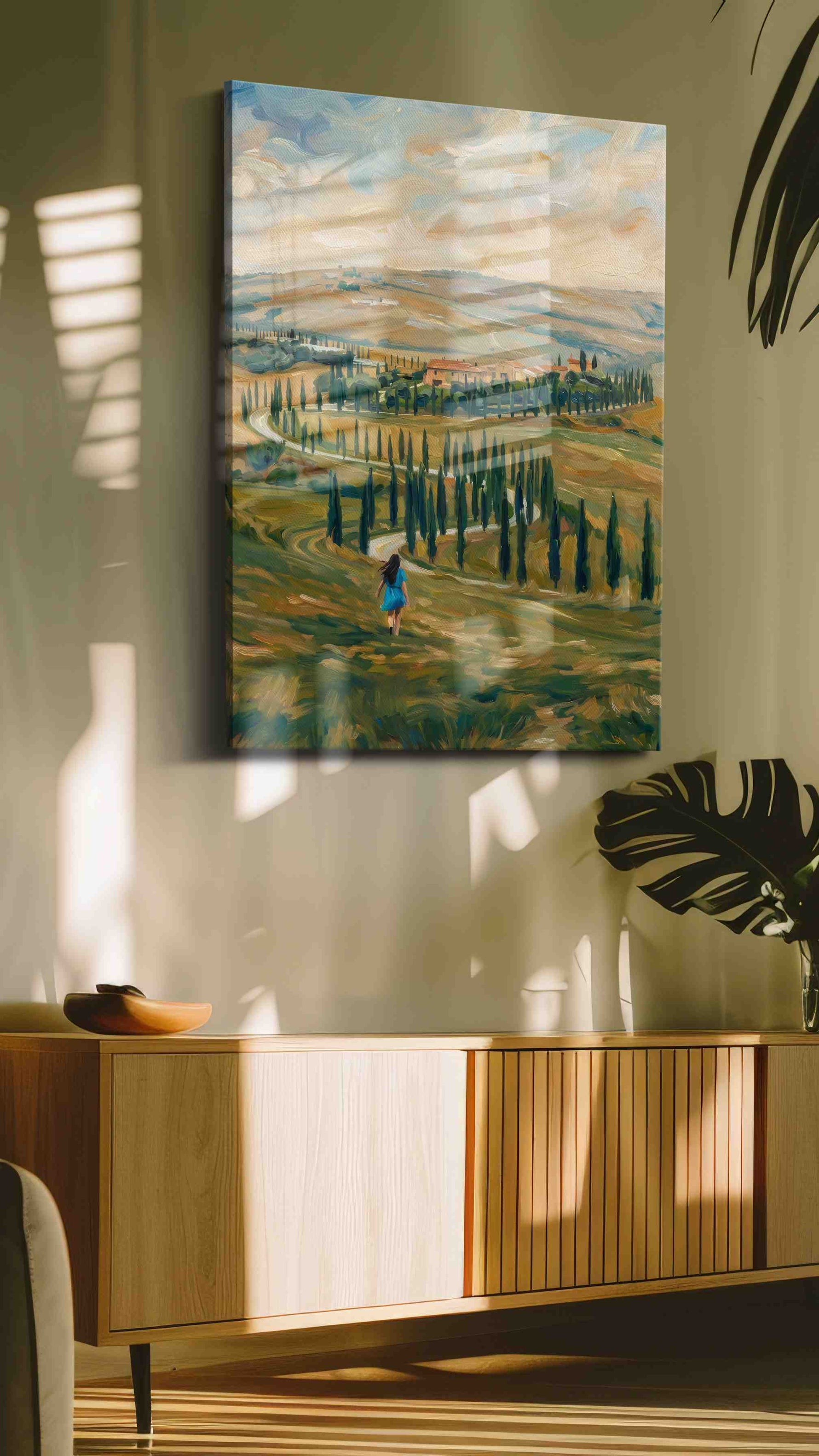 Whispers of the Tuscan Hills landscape canvas print in a hung canvas mockup