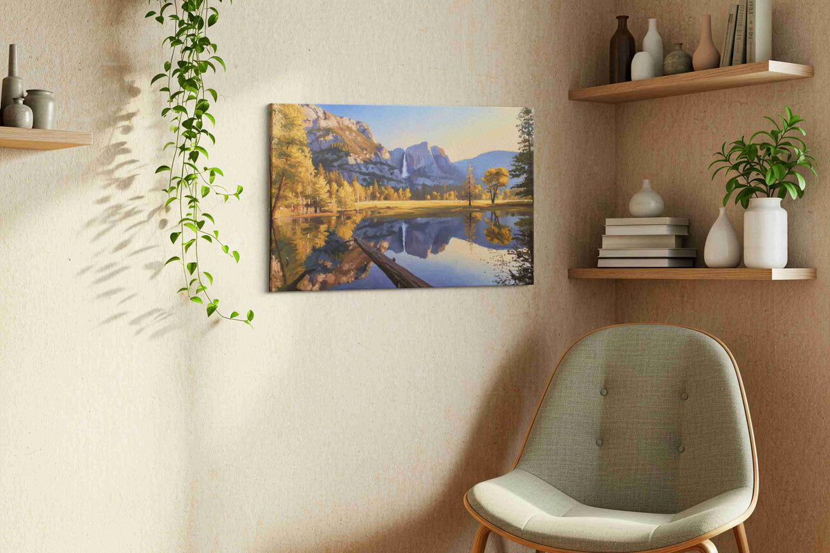 Whispers of the Valley landscape canvas print, displayed in a living room