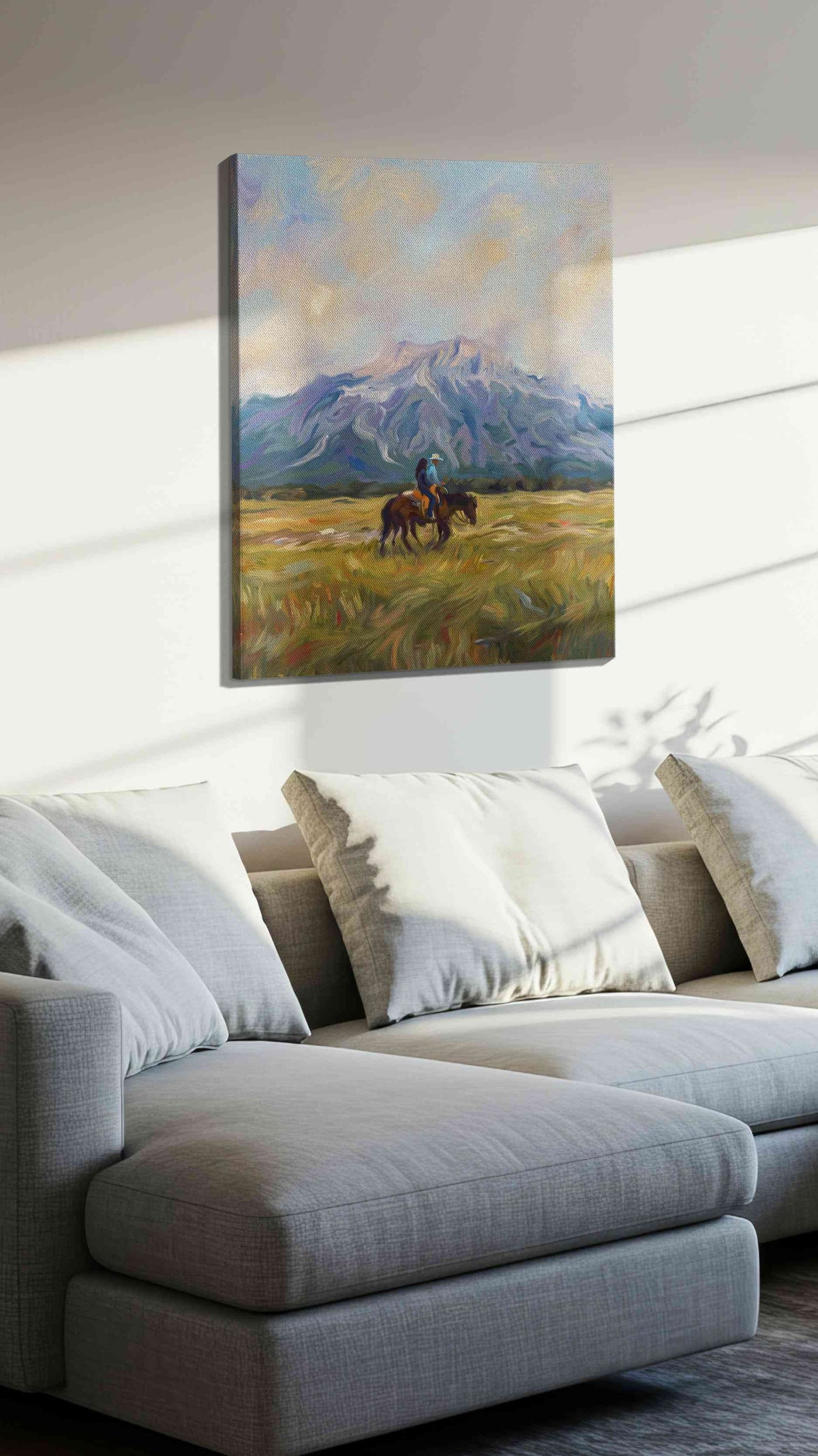 Whispers of the Wild Frontier landscape canvas print, displayed in a living room