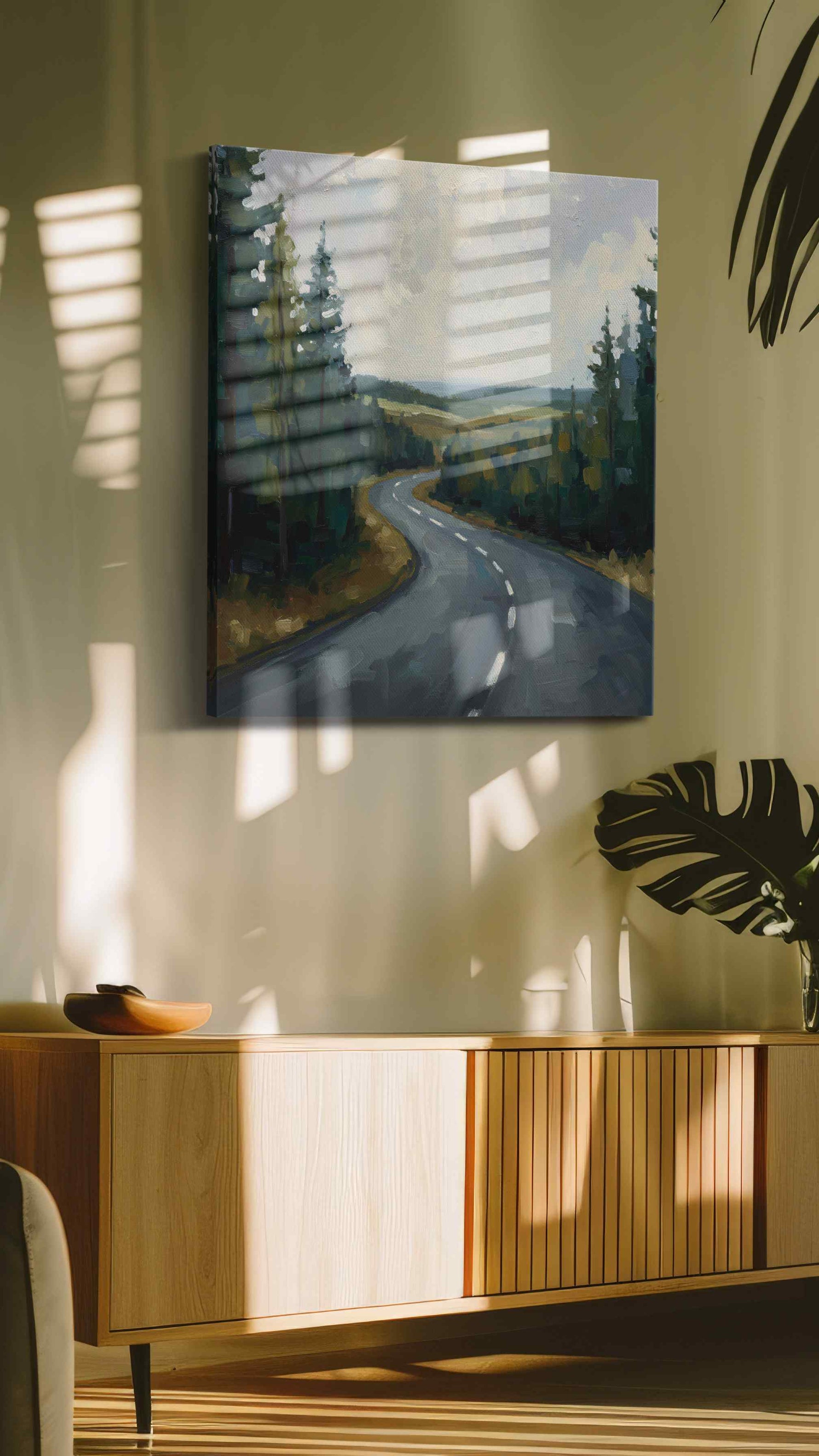 Winding Serenity landscape canvas print, on wall, lifestyle preview