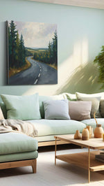 Winding Serenity landscape canvas print, hanging on wall