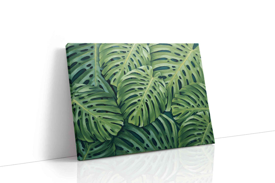 Monstera Dreamscape leaves canvas print, gallery-wrapped, ready to hang