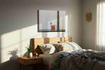 Whispers of a Morning Brew animals canvas print, displayed in a bedroom