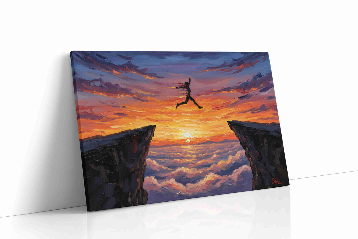 Leap of Determination sports canvas print gallery-wrapped landscape canvas studio shot