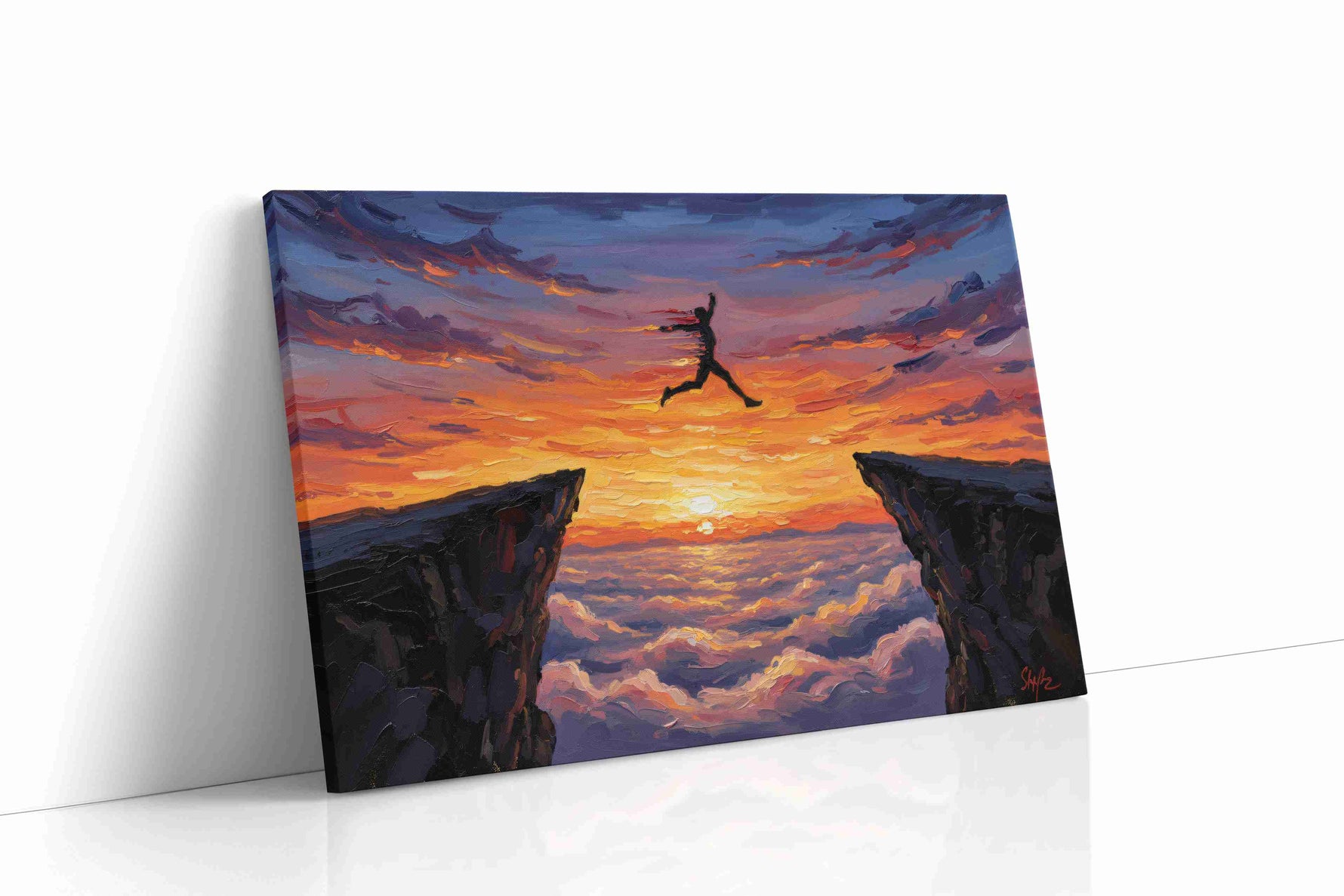 Leap of Determination sports canvas print gallery-wrapped landscape canvas studio shot