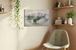 Whispers of Winter Peaks landscape canvas print styled in a living room