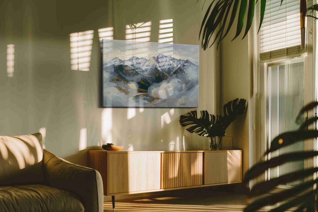 Whispers of Winter Peaks – landscape canvas wall art, gallery-wrapped, ready to hang