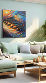 Celestial Keys Symphony music canvas print, hanging on wall