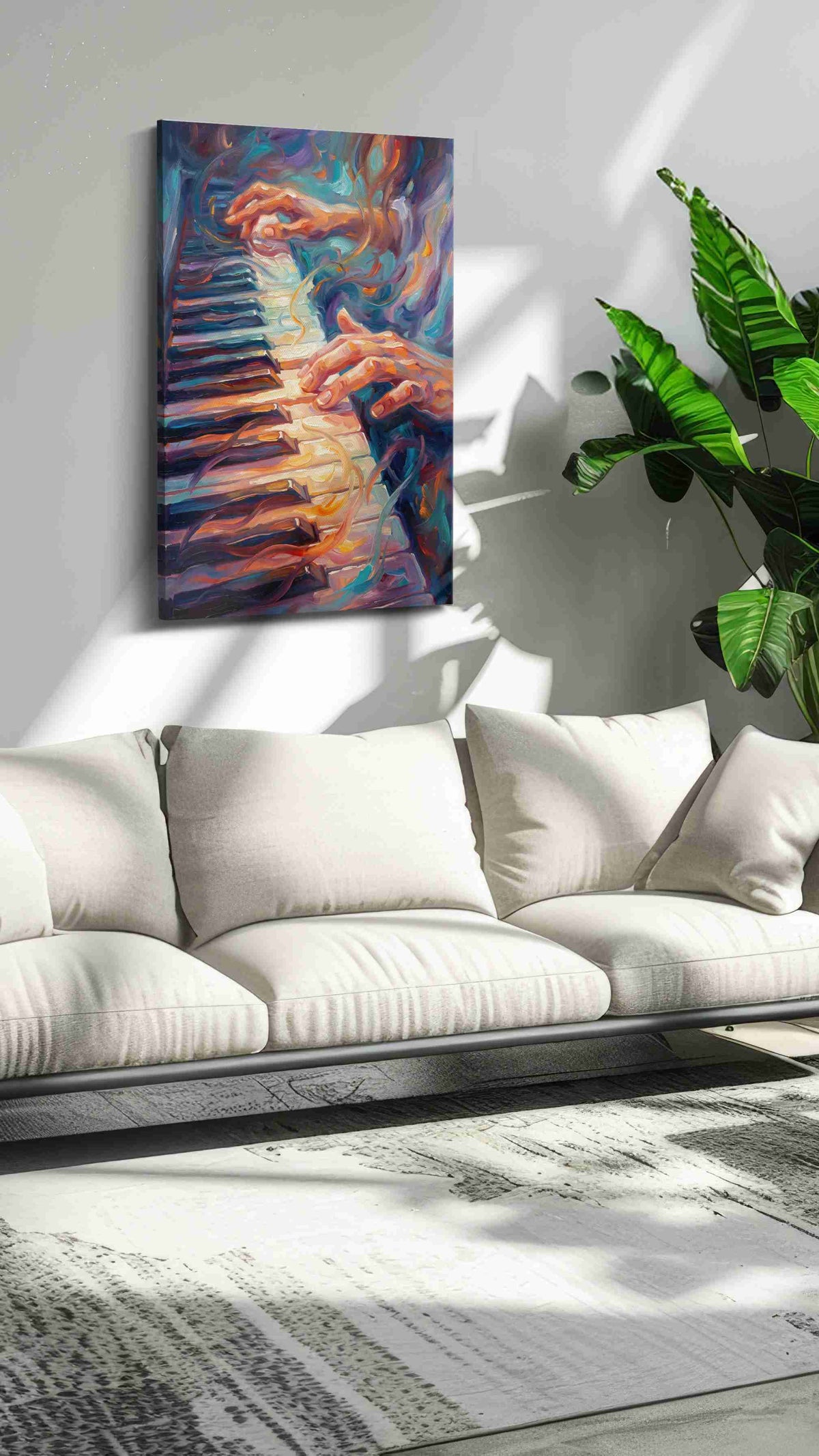 Echoes of the Soul music canvas print in a modern interior mockup