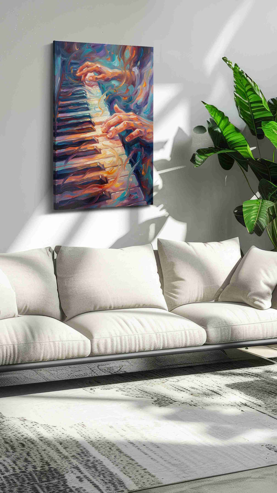 Echoes of the Soul music canvas print in a modern interior mockup