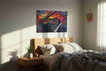 Euphonic Explosion music canvas print, displayed in a bedroom