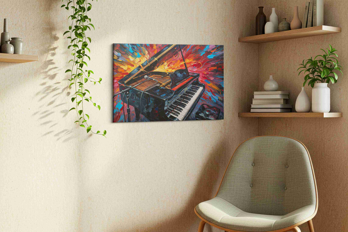 Euphonic Explosion music canvas print, displayed in a living room