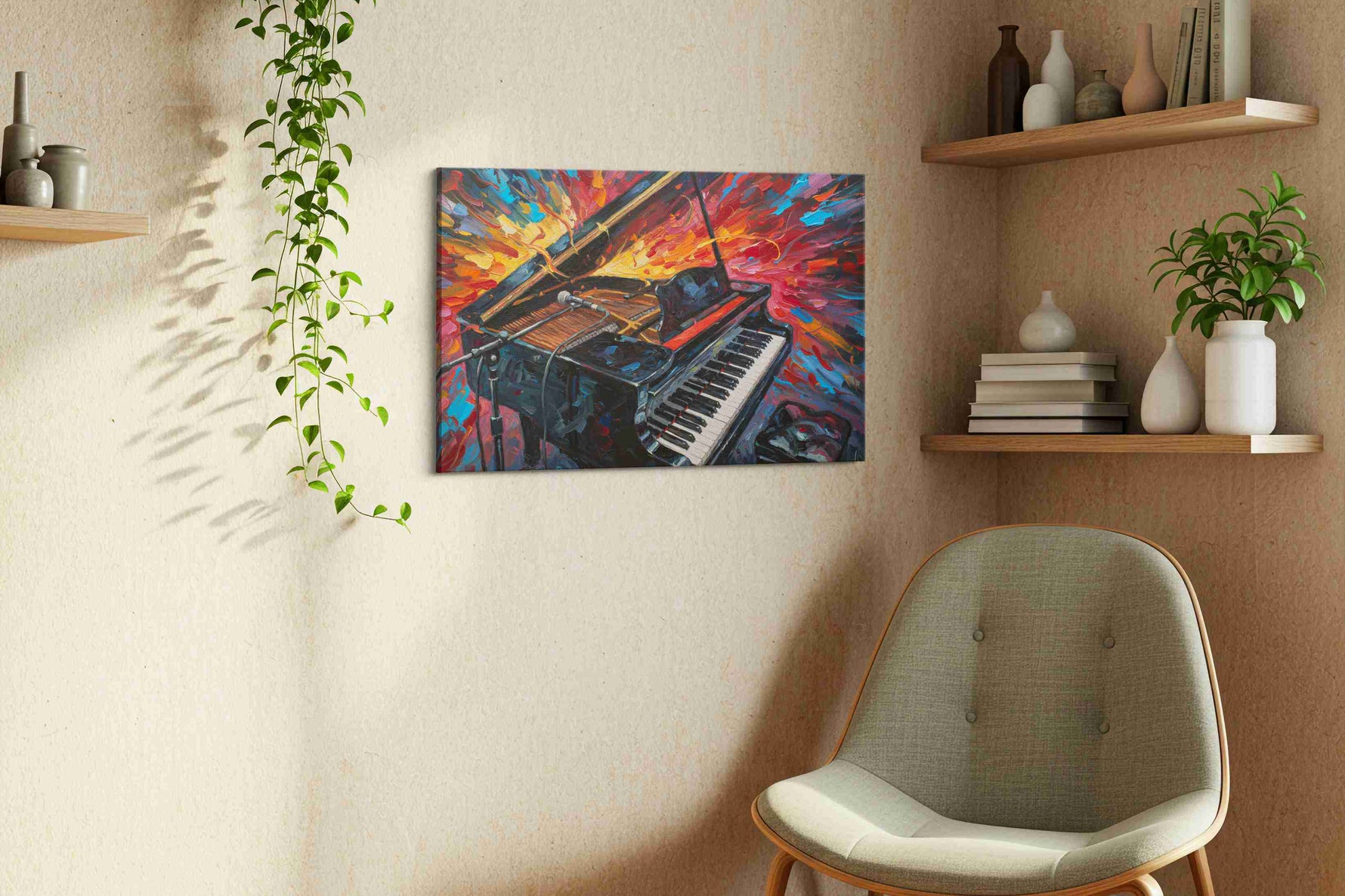 Euphonic Explosion music canvas print, displayed in a living room