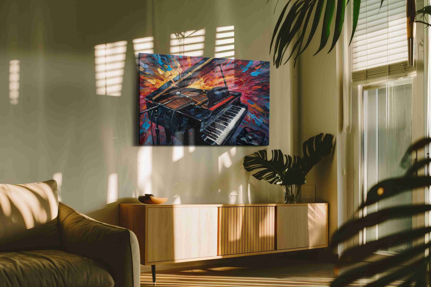 Euphonic Explosion music canvas print in a contemporary interior mockup