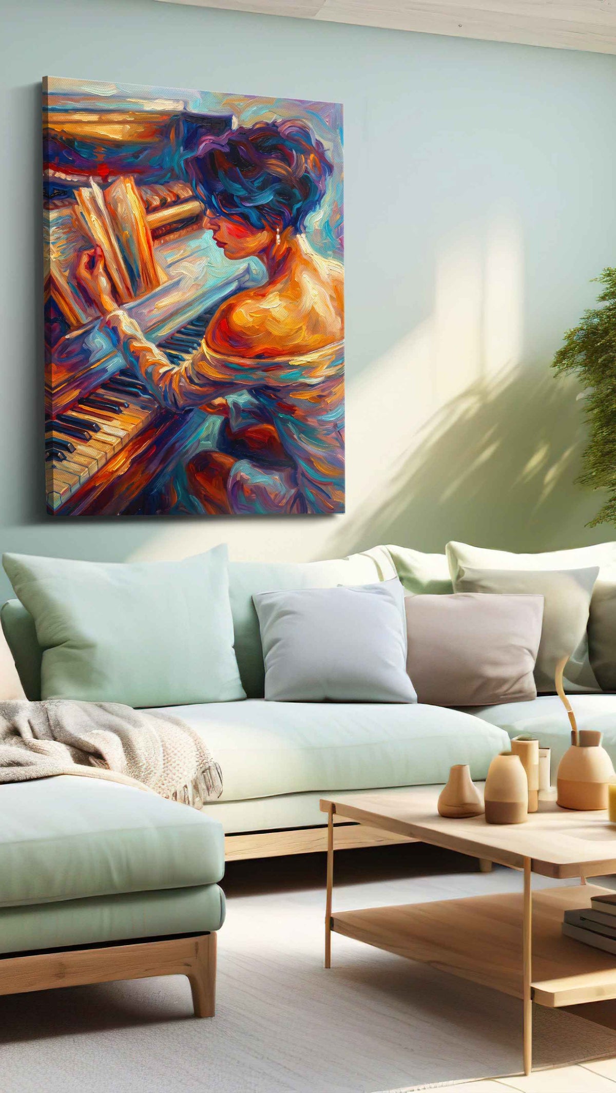 Harmonic Reverie in Brushstrokes – music canvas wall art, gallery-wrapped, ready to hang