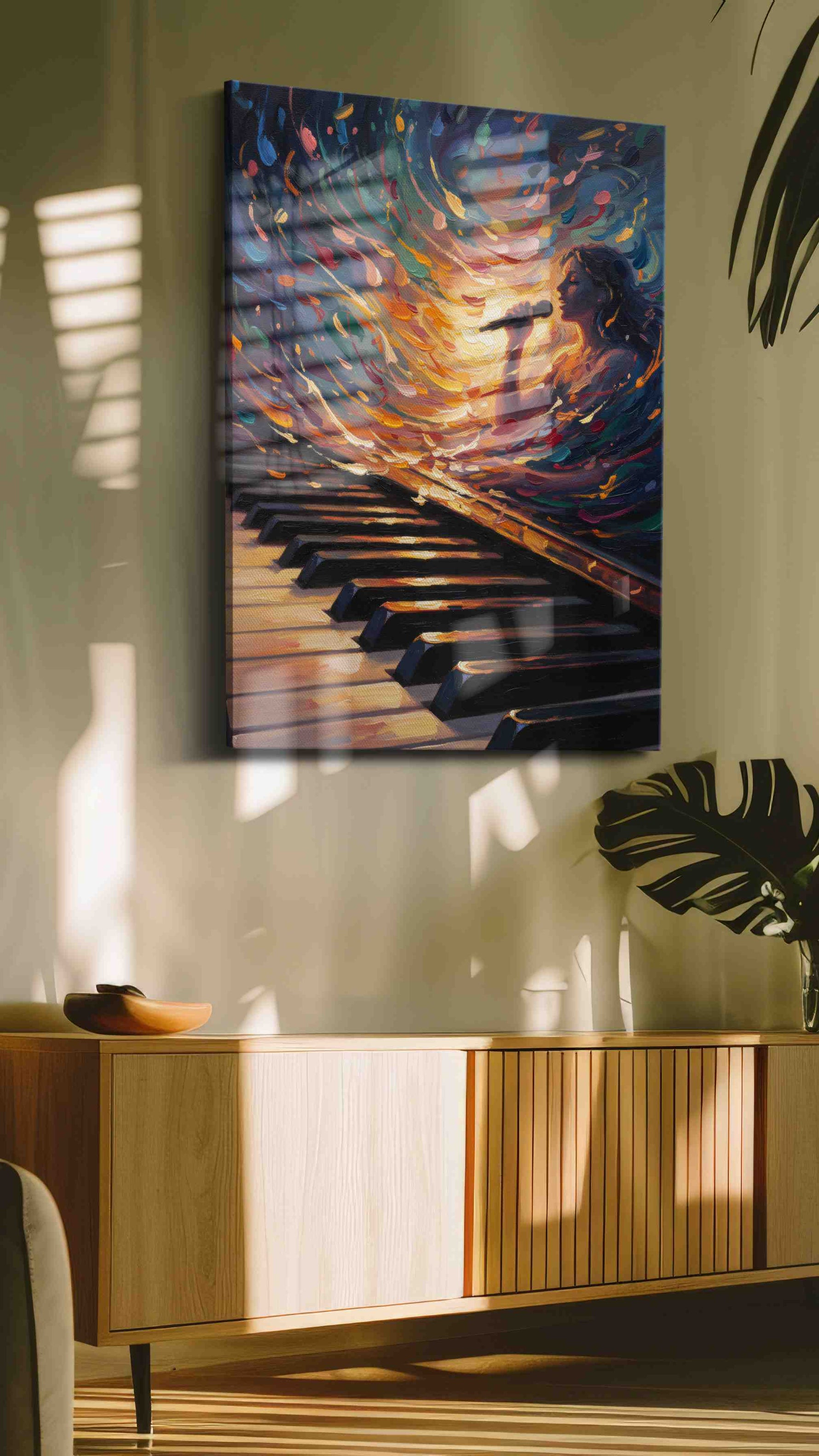 Harmonious Crescendo music canvas print, on wall, lifestyle preview