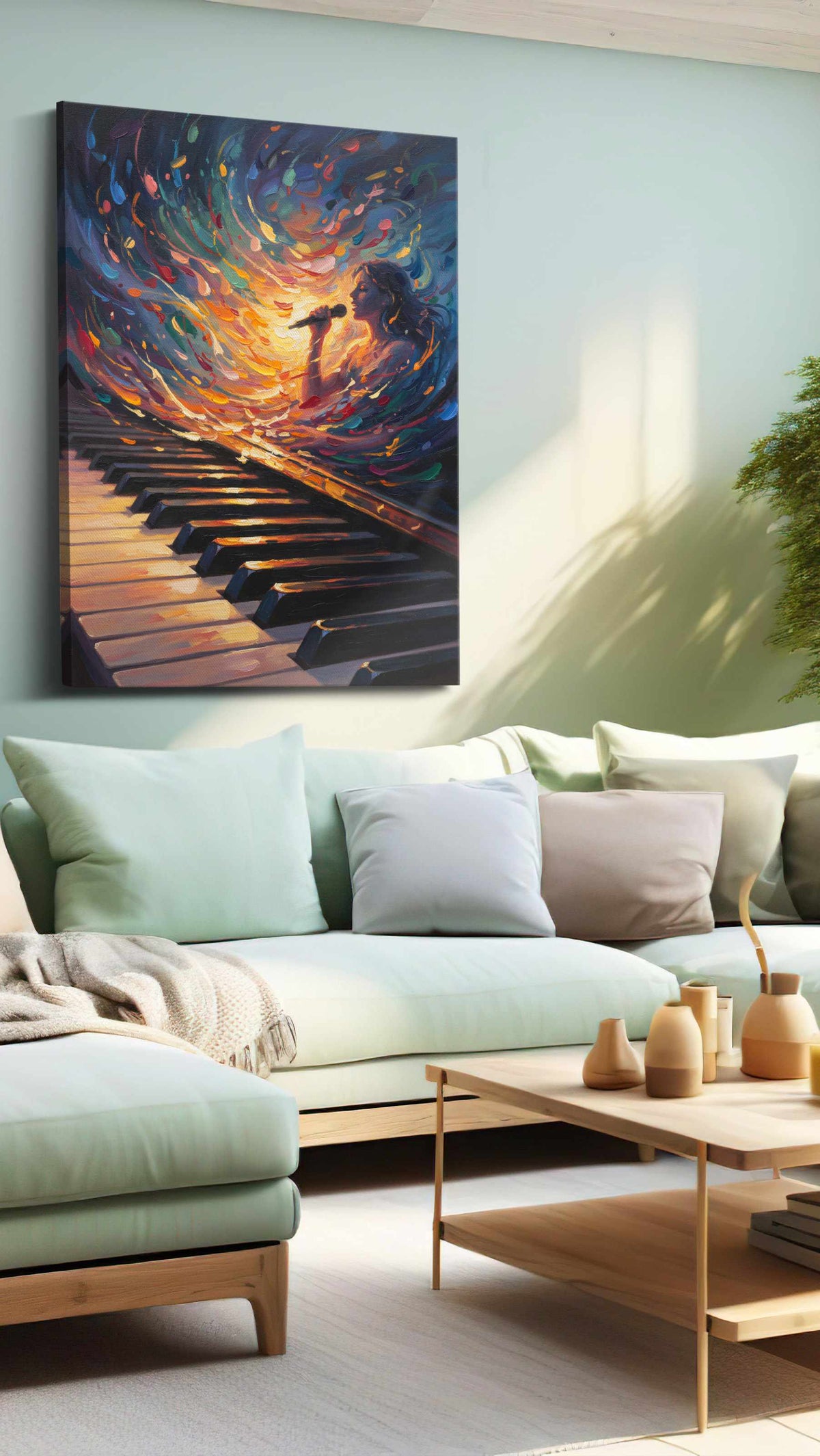 Harmonious Crescendo music canvas print, hanging on wall