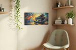 Harmonious Fire music canvas print, displayed in a living room