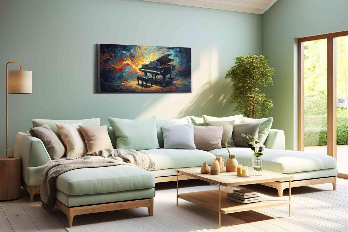 Harmonious Fire music canvas print, hanging on wall