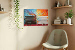 Harmonious Flames music canvas print in a living room scene