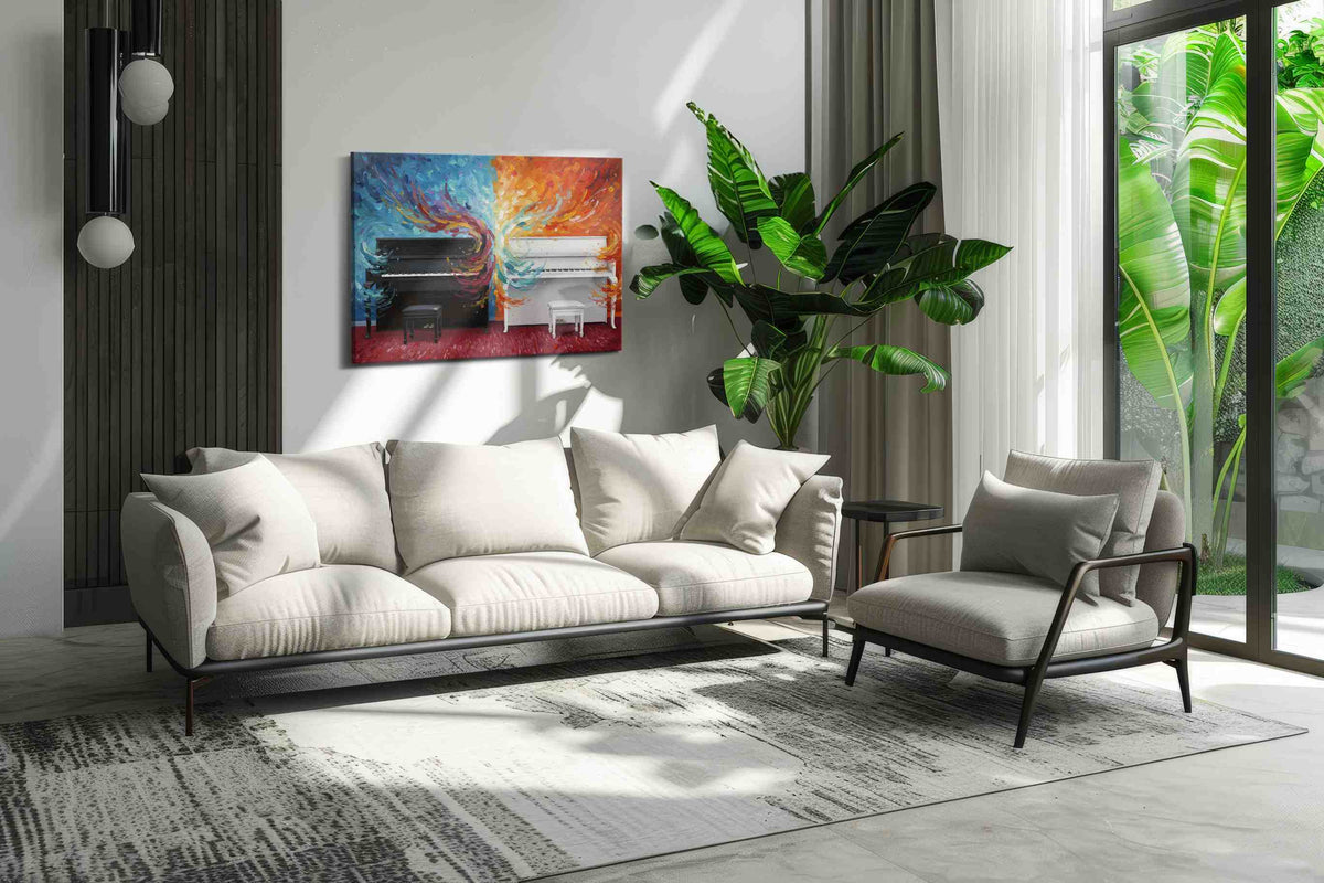 Harmonious Flames – music canvas wall art, gallery-wrapped, ready to hang