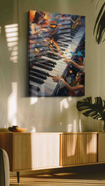 Harmonious Symphony in Color music canvas print in a hung canvas mockup