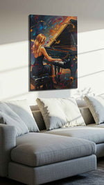 Harmonious Whirl music canvas print, displayed in a living room