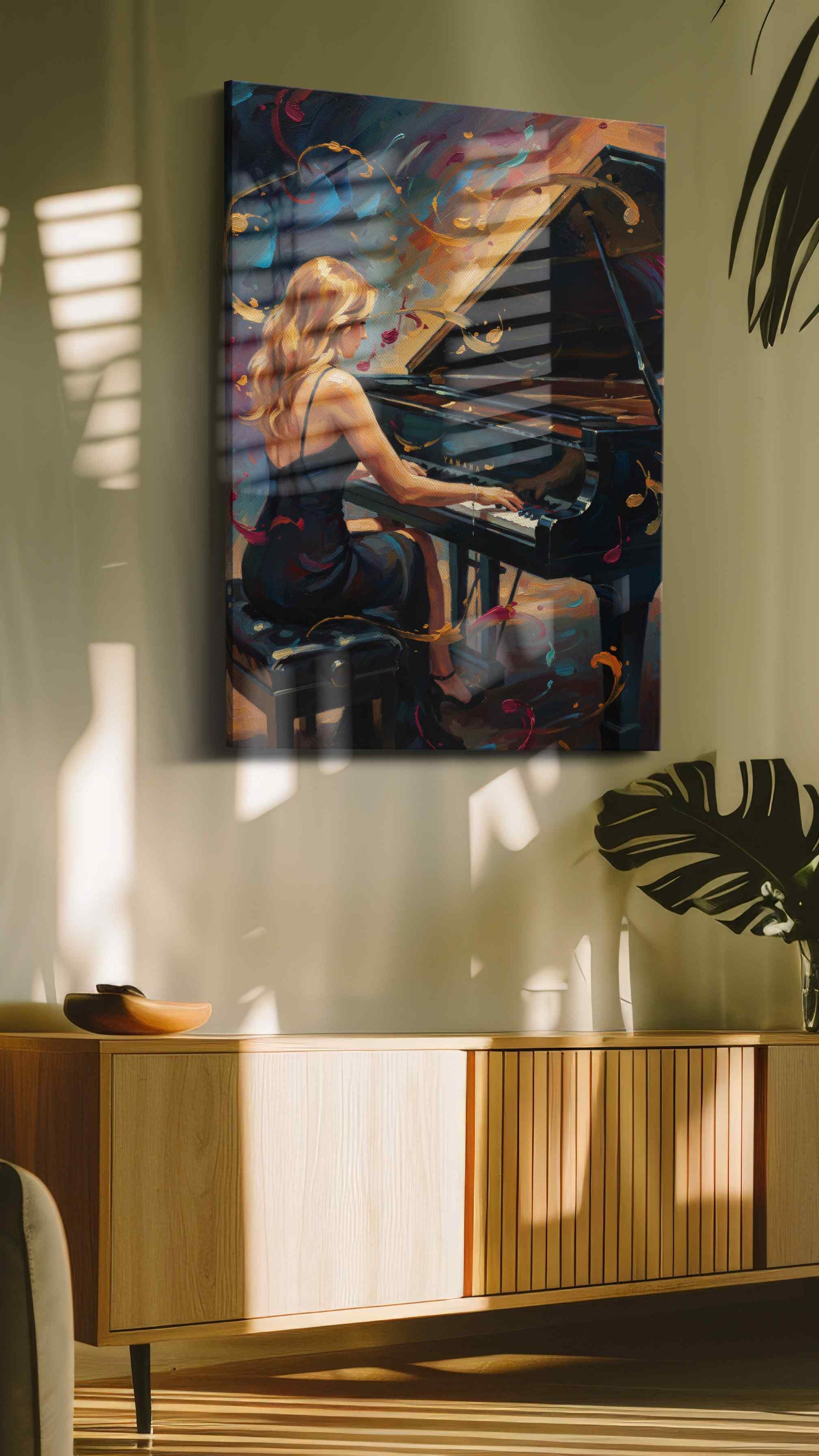 Harmonious Whirl music canvas print, on wall, lifestyle preview