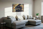Harmonious Whirlwind Symphony music canvas print, displayed in a living room