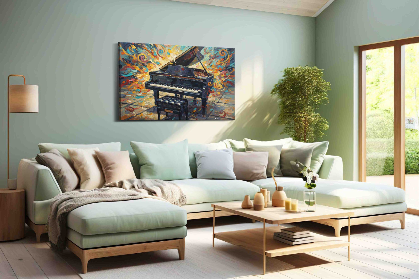 Harmonious Whirlwind Symphony music canvas print, hanging on wall
