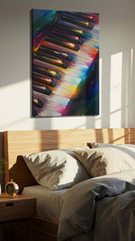 Harmony in Liquid Light music canvas print, displayed in a bedroom